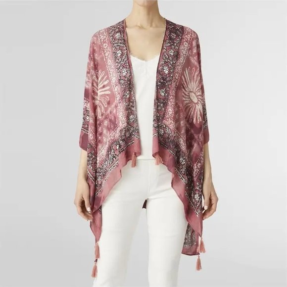 Coco + Carmen | Accessories | Flora Bandana Print Ruana With Tassels ...